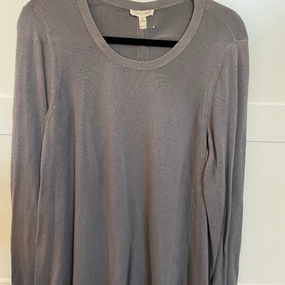 Eileen Fisher Gray Cotton Sweater, L